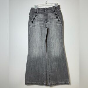 High-Waist Gray Flared Jeans